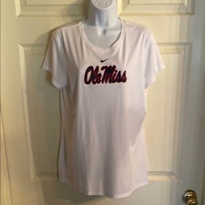 Ole MISS Nike White Fitted Short Sleeve T-Shirt